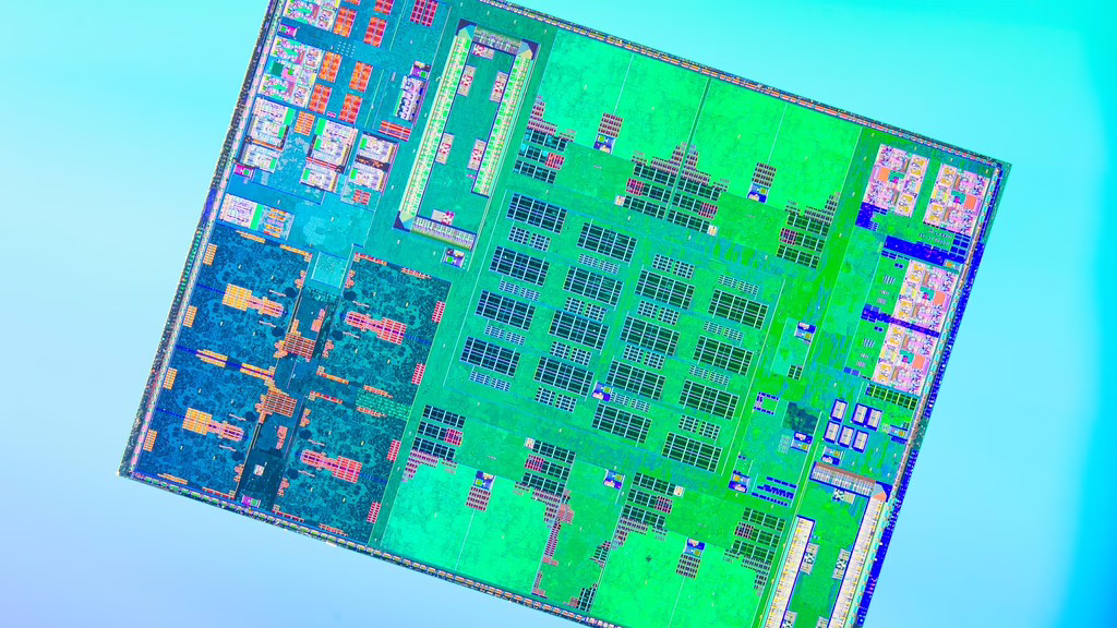 Macro die shot of a processor or system-on-chip