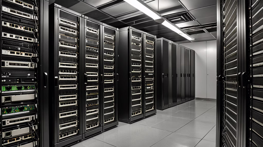 Editorial image representing a technology commentary topic showing structured tool boundaries, server racks, and practical network plumbing